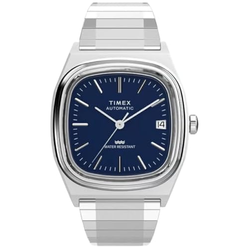 タイメックス E-Line Automatic 自動巻き アナログ 腕時計 (ステンレススチール/シルバー/ブルー)