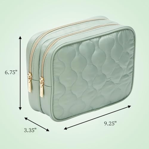 CONAIR Double-Zip Toiletry Travel Bag, Travel Makeup Bag Organizer, 2 Zippered Compartments, Easy to Clean, 1 Count, Sage Green - image 2