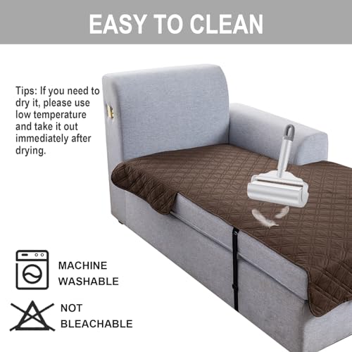 Image of Genina L Shape Couch Cover, Sectional Couch Chaise Covers, Waterproof Washable Sofa Covers for Right L Shape Chaise Lounge, Anti-Slip Sofa Slipcovers for Dogs Cats Pet Friendly(Chololate)