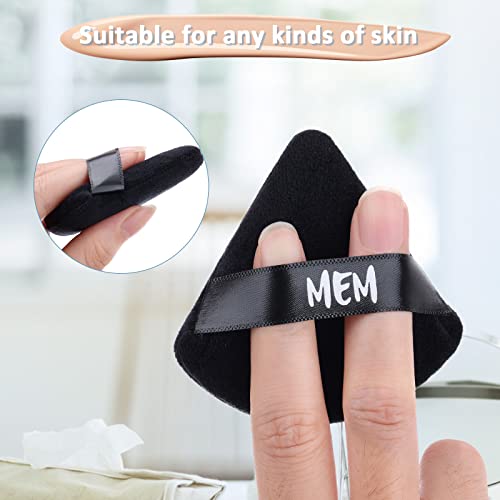 Mem Triangle Powder Puff - 8 Pcs Soft Velour Makeup Puffs For Face Powder Loose Powder Application, Wet And Dry Use, Sponge Beauty Makeup Tools, Skin-Friendly, With Satin Ribbon For Easy Handling #TOP4