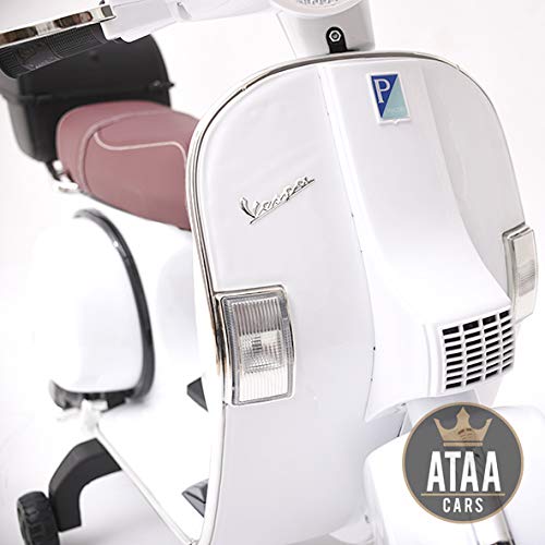 ATAA CARS Vespa Klassiker mit offizieller PX 150 Piaggio Lizenz - Weiß - Elektromotorrad für Kinder mit 12V Batterie
