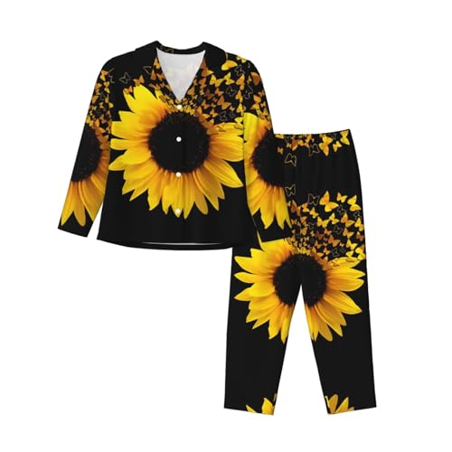 Ensemble pyjama imprimé tournesol chic et finitions haut de gamme