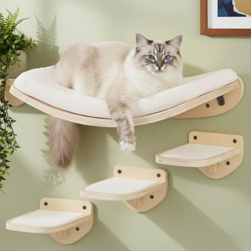 LAMOOSHIK Cat Wall Shelves, Natural Finish – Floating...