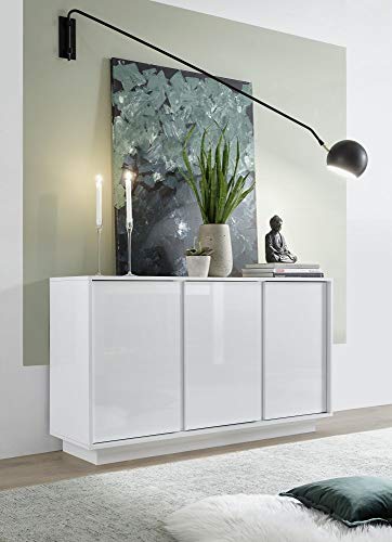 Web Convenienza Madia con 3 Ante Made in Italy – Credenza Contenitore Collezione Ice per Soggiorno Cucina Ingresso Sala da Pranzo Mobile Design moderno originale Bianco Laccato Lucido - 138 cm