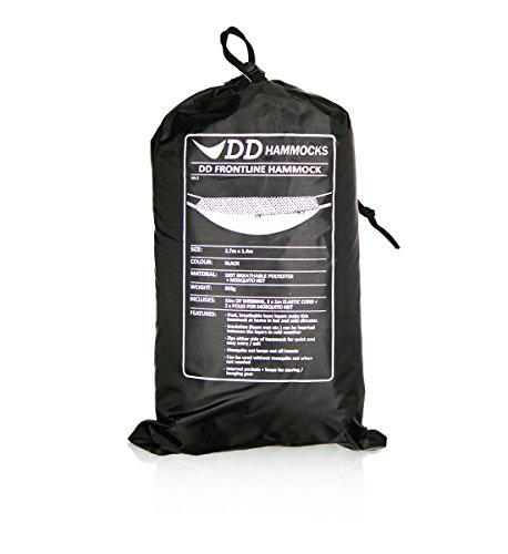 DD Frontline Hammock - Lightweight Camping, Jungle Hammock with Mosquito Net (Jet Black)