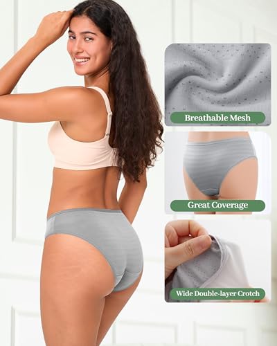 Image of BAMBOO COOL Womens Underwear Breathable Mesh Moisture-Wicking Briefs, Soft & Lightweight Panties