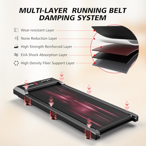 Cardirun Walking Pad Treadmill with Incline, 2 in 1 Under Desk Treadmills for Home Small, 2.5HP & 136KG Mini Portable Walking Running Machine with LED Display, Voice/App/Remote Control - Image 2