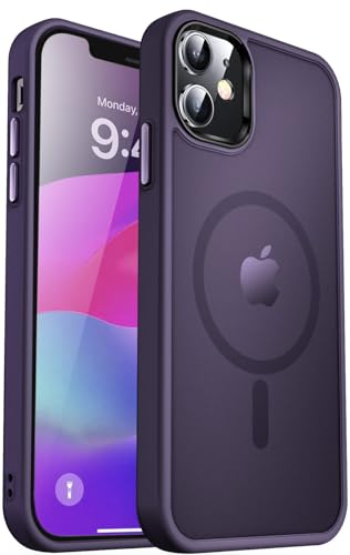 Image of MOCCA Magnetic Shockproof for iPhone 12 Case,Deep Purple | Fits iPhone 12 /12 Pro | 10ft Drop | Compatible with MagSafe | Anti-Slip Matte | Raised Camera & Screen Lip | Ultra-Slim