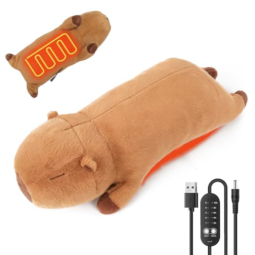 Capybara Elektrisches Heizkissen USB, Afenau Wärmekissen Elektrisch mit Temperaturregelung und Timing, Elektrische Wärmflasche, Heizdecke Kuscheldecke für Schultern, Nacken, Bauch