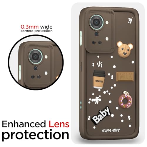 Image of Outlouders Back Cover for OnePlus Nord 2T 5G | 3D Cartoon Bear Cute Fun Silicone Full Body Protection Bumper Case (Brown)