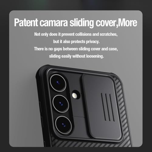 Image of Nilkin Classic Series Compatible for Samsung S24 Case with Camera Cover, [Camera Lens Protector] [Scratch-Resistant] [360 Full Protection] Shockproof Slim Phone Case (Black, S24)