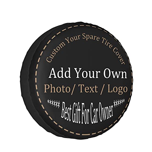 Image of Personalized Custom Spare Tire Covers Add Your Own Text Image Name Waterproof Dust-Proof Universal Wheel Tire Protectors Fits Tire for Trailer RV SUV and Many Vehicle 14in