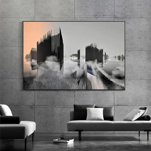 Toile de bâtiment doré affiche architecture salon KEBIA 35x50