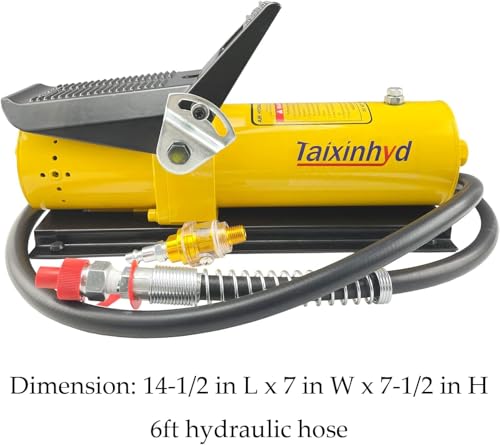 Image of Xingehyd Air Hydraulic Pump 10,000 PSI 10 Ton Porta Power Hydraulic Air Foot Pump Control Lift with Air Line Lubricator Yellow