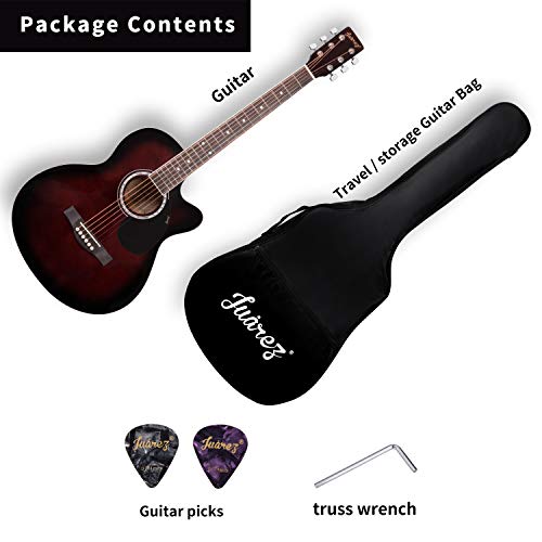 Image of JUAREZ Belleza cm 99.06 (39 Inch) Acoustic Guitar Kit, JRB39LN-DBS Linden Top, Rosewood Fretboard & Bridge, Truss Rod, Chrome Die Cast Machine Tuners, Dark Brown Sunburst