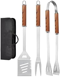 COMPLETE BBQ TOOL SET FOR EVERY GRILL MASTER: This BBQ tools set includes everything you need for grilling success: 1 large clip, 1 spatula, 1 double-ended fork, and 1 handy storage bag. Perfect for BBQ enthusiasts, this barbecue utensil set makes su...