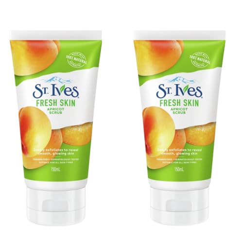 St. Ives Invigorating Apricot Facial Scrub 150ml, Deeply cleans pores, instantly revealing skin's natural radiance, Pack of 2