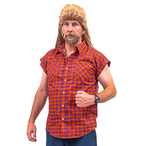 Costume Agent Joe The Janitor Dirt Flannel Tank Top Wig and Beard Halloween Costume Cosplay Multi