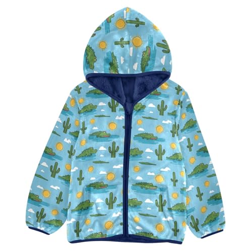 Crocodile Toddler Fleece Jacket Baby Boys Hooded Zipper Long Sleeve Thick Warm Outerwear 3-10 Years
