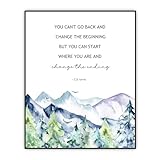 Motivational Art Print - Positive Poster - Inspirational Wall Décor - Uplifting Encouragement Gift for Women, Men – C.S. Lewis Quote Watercolor Forest Mountain Wall Art for Home Office UNFRAMED 8”x10”