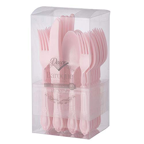 Decor Decorline - MÉNAGÈRE 40 PIÈCES RÉUTILISABLE BAROQUE ROSE PERLÉ