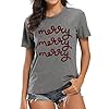 Christmas-T-Shirt-Womens-Merry-and-Bright-Letter-Printed-Short-Sleeve-Tops-Holiday-Shirt-Christmas-Tree-Tee-Shirts Christmas T Shirt Womens Merry and Bright Letter Printed Short Sleeve Tops Holiday Shirt Christmas Tree Tee Shirts (Gray2, Large)