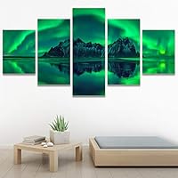 SIGNWIN 5 Panel Canvas Wall Art Modern Art Astronomy & Space Aurora Colorful Global Multicolor Photography for Home Decorations Ready to Hang - 60
