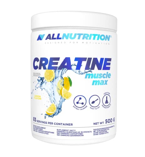 ALLNUTRITION Creatine Muscle Max Supplements Muskelaufbau - Creatin Monohydrat mit Taurin - Leistungssteigerung und Muskelaufbau - ohne Zuckerzusatz - Keratin Pulver Fitness 500g - LEMON