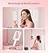 Fshyos Travel Makeup Mirror with Lights 10X/1X Double-Sided Magnifying LED Beauty Mirror Rechargeable Portable Vanity Mirror with 3 Color Lighting Smart Touch Dimming Desktop Handheld Hanging Pink