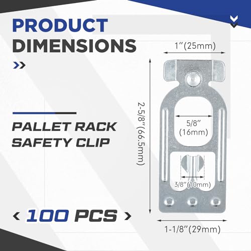 Image of Zonon 100 Pcs Teardrop Pallet Rack Safety Clip Warehouse Storage Pallet Racking Beam Safety Clip Safety Steel Pallet Rack Clip Connector Cross Beam Locker for Shelf Garage
