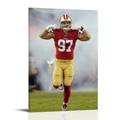 HHBOK Nick BosaWall Art Poster impermeable para sala de estar, dormitorio, oficina, lienzo moderno, impresión para decoración del hogar, regalo, creatividad, Nick Bosa, 50 x 75 cm