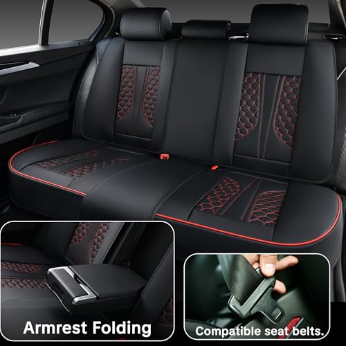 Wertigen Black and Red Leather Car Seat Cover Set, with Lumbar Support by Wertigen - Used condition - Image 7