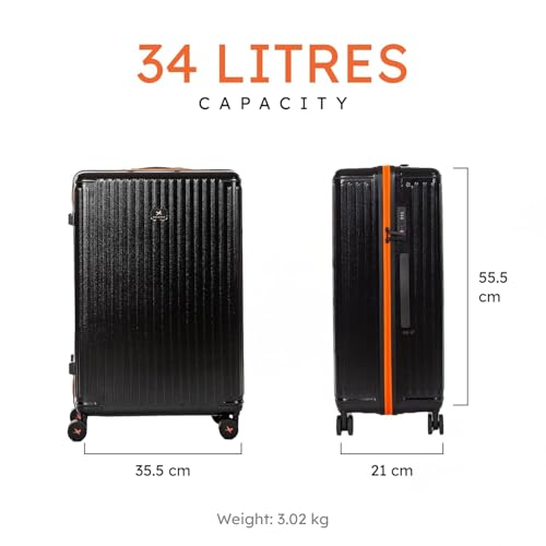 Image of Hard Polycarbonate Luggage Trolley Bag | 8 Wheels 360 Double Spinner | Telescopic Handle with Mobile Stand | TSA Lock with Sturdy Zipper | with 5 Years Warranty | Vampire Bat, Small - 54 cm
