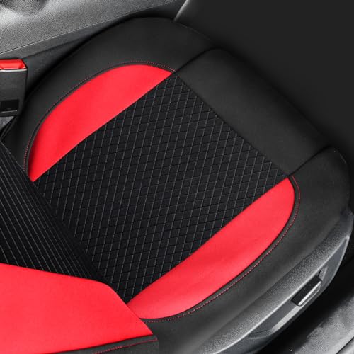 Image of CAR-GRAND 3D Embossed &Waterproof EVA Neoprene Car Seat Covers Two Front Only,Universal fit for 90% Automotive SUV Sedan Truck (Black and Red)