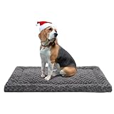 Washable Dog Bed Mat Reversible Dog Crate Pad Soft Fluffy Pet Kennel Beds Dog Sleeping Mattress for Large Jumbo Medium Small Dogs, 35 x 22 Inch, Gray