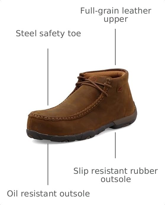 Image of Twisted X Women's Steel Toe Chukka Driving Moc, Distressed Saddle, 8.5 W