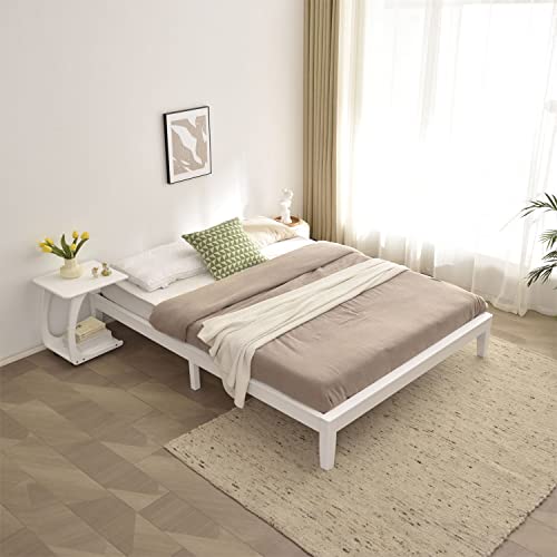 Better Home Products Stella Solid Pine Wood Full Platform Bed Frame In White #TOP3