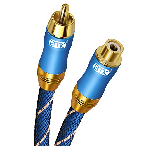 EMK Subwoofer Cable RCA to RCA Audio Cable 24K Gold-Plated Digital Coaxial RCA Cord for Home Theater HDTV, DVD Player