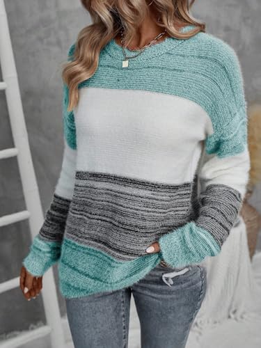 Womens Sweaters Colorblock Long Sleeve Sweater Pullover4
