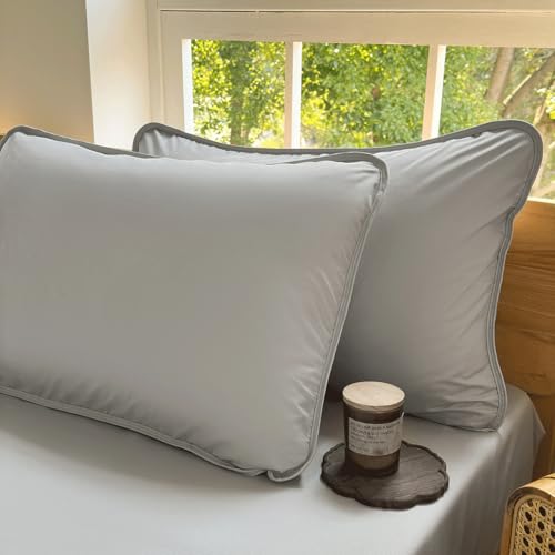 Milbenbezug Kissen 40x80cm 2er Set, Allergiker Kissenbezug, Kissenbezug gegen Hausstaubmilben, Allergie Bettwäsche Set Anti Milben 40x80cm Kissen, Grau