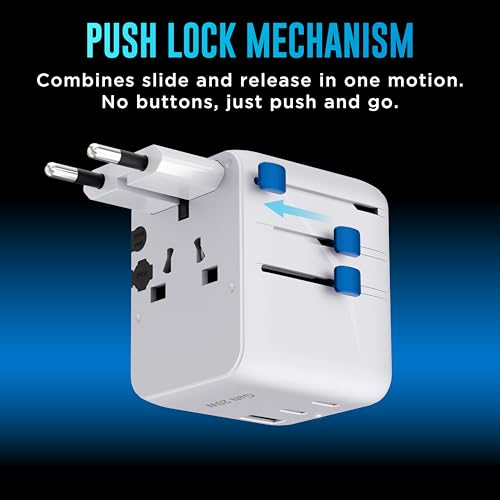 Image of URBN 20W GaN Universal Adapter | Charge 4 Devices Simultaneously | 2500W Universal Socket | Dual USB-C + USB-A | Smart Travel Multi Plug | Global Compatibility | 6-Layer Safety Protection