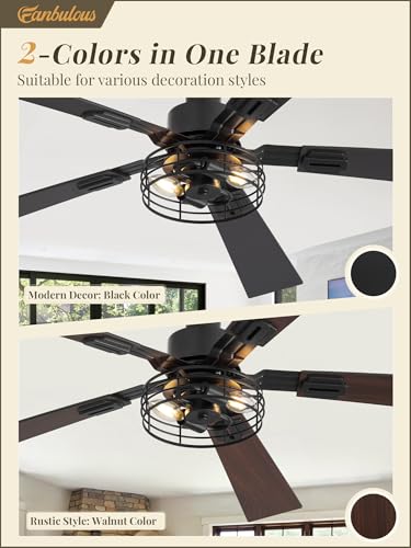 Image of Fanbulous 48 Inch Farmhouse Rustic Ceiling Fan with Light & Remote, 2-Pack