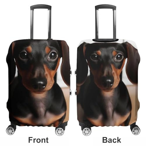 Cute Wiener Sausage Dog Luggage Cover, Washable Elastic Suitcase Cover Protector Fit 18-32 Inch Luggage3
