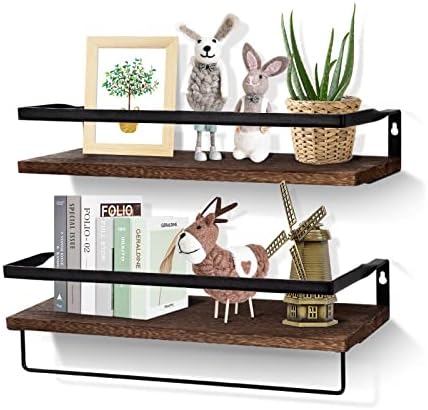 Vivelove Solid Wood Floating Shelves Set Of 2, Elm Wood Wall Shelf With Invisible Bracket For Living Room Bedroom Bathroom Office, Rustic Farmhouse Display Shelf, 36 Inch - Natural