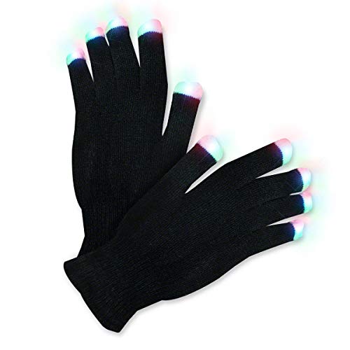Soft Black Light Show LED Gloves with Color Changing Light Up Fingertips