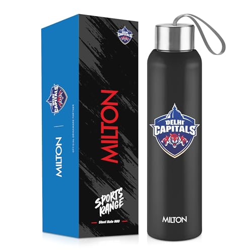 Image of Milton Sports Steel Halo 900 | DC Official Drinkware Partner | Limited Edition Delhi Capitals Water Bottle | PU Insulated I Leak Proof | Designed for Cricket Lovers | 600 ml | Black