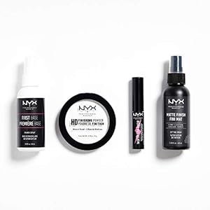 NYX Professional Makeup Travel Kit, Primer Spray, Afwerkingspoeder, Mini Mascara, Instelling Spray, 4-delige make-up Set