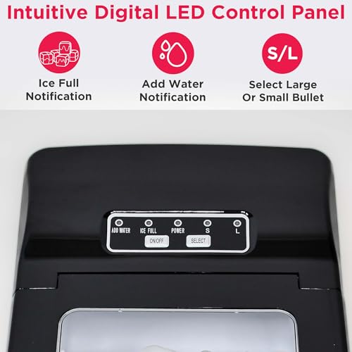 Frigidaire Compact Countertop Ice Maker, Makes 26 Lbs. of Bullet Shaped Ice Cubes Per Day, Silver Stainless