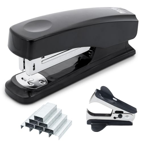 Image of M&G Desktop Stapler with 25 Sheet Capacity, Two Binding Modes, Basic Stapler Set with 1000 Staples and Remover, Durable Staplers for Office Home (Black)