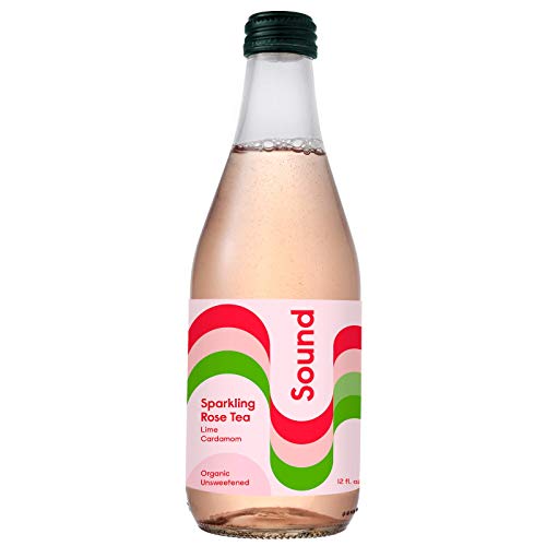 Sound Organic Sparkling Tea, Rose Tea with Lime and Cardamom, Unsweetened, Whole30, Non-GMO, Zero Calories - 12 fl oz, Pack of 12